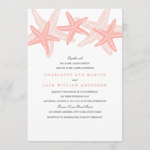 Faire-part de mariage sur la plage Peach Starfish