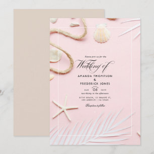 Faire-part de mariage sur la plage rose blush
