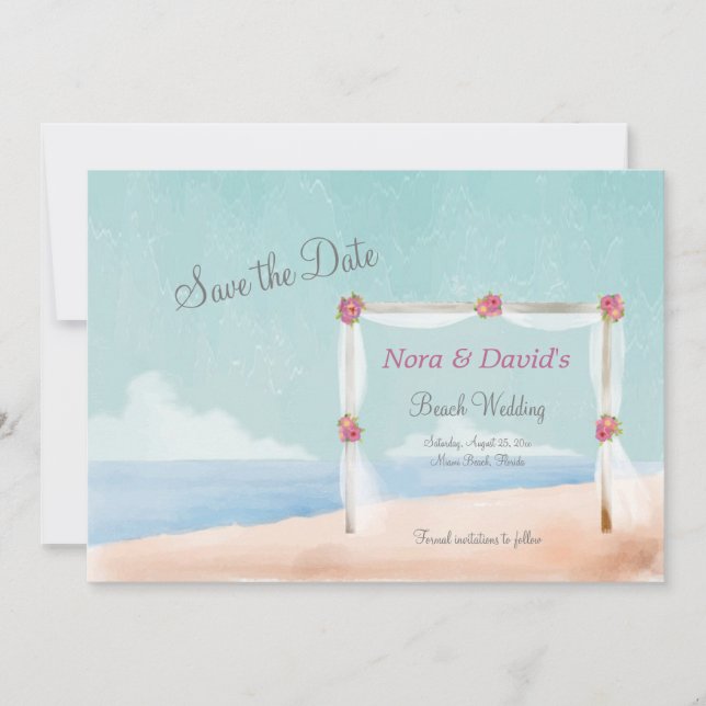 Faire-part de mariage sur la plage "Save the Date" (Devant)
