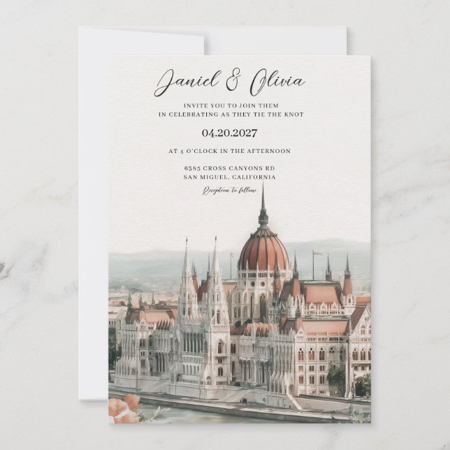 Faire-part de mariage sur la skyline de Budapest H (Devant)