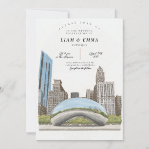 Faire-part de mariage sur la skyline de Chicago Il