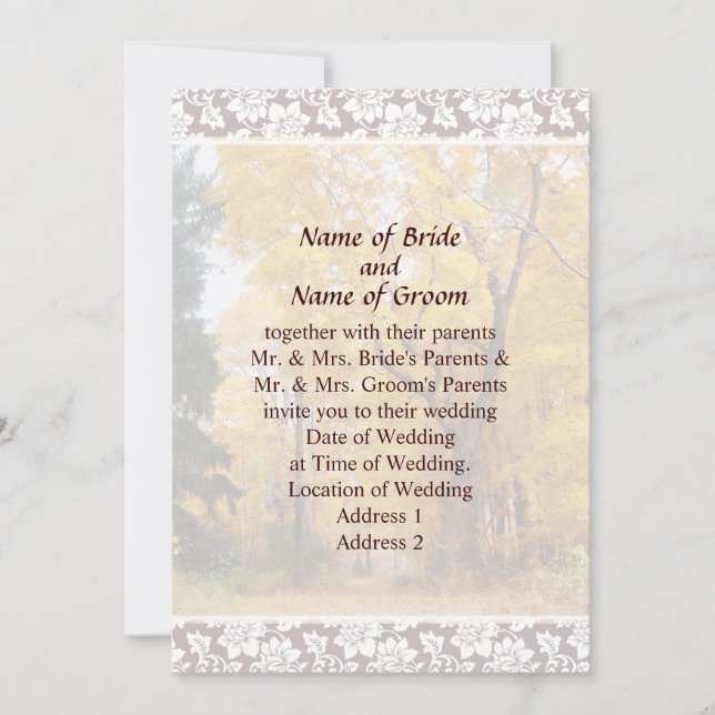 Faire-part de mariage sur le thème de l'automne (Devant)