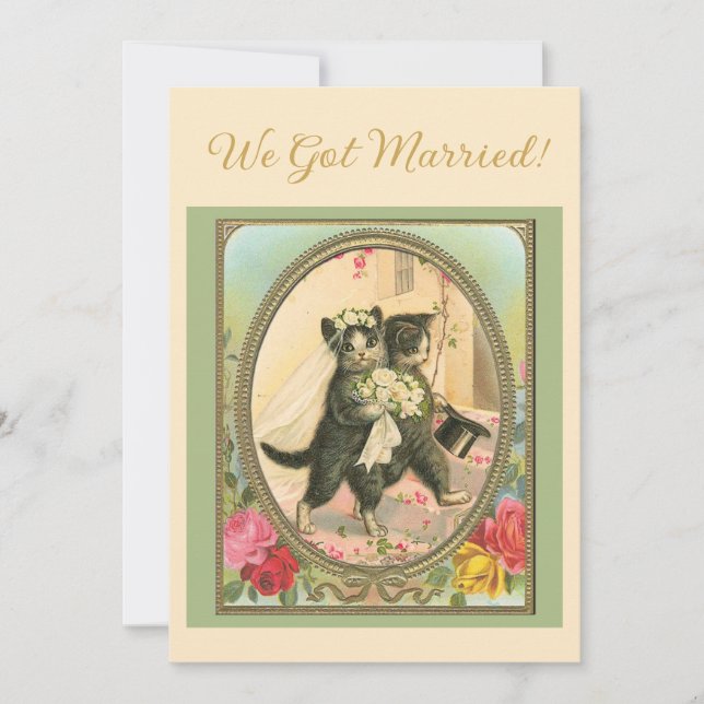 Faire-part de mariage sur le thème du chat ivoire  (Devant)