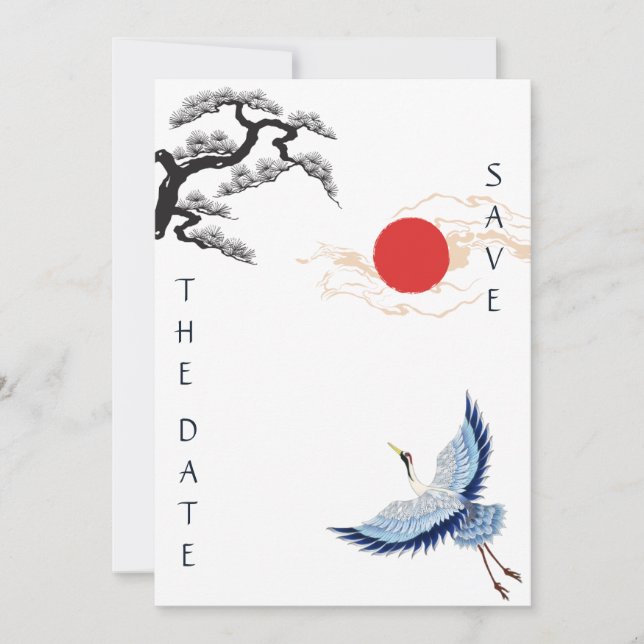 Faire-part de mariage sur le thème japonais (Devant)