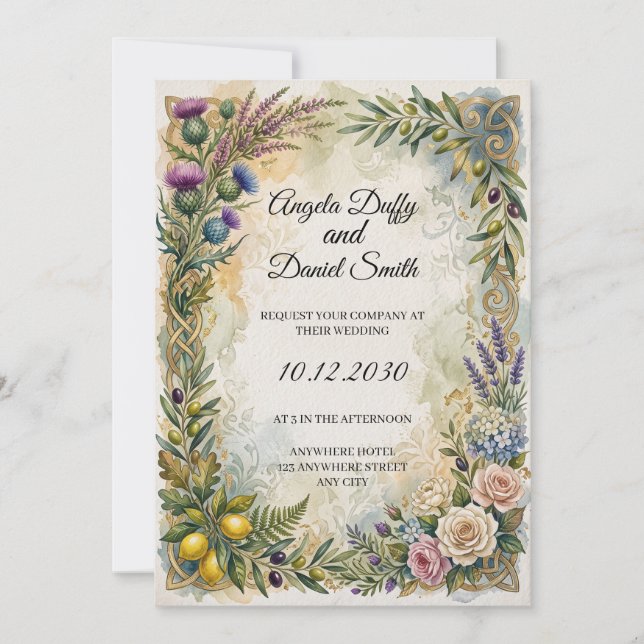 Faire-part de mariage sur l'héritage italien écoss (Devant)