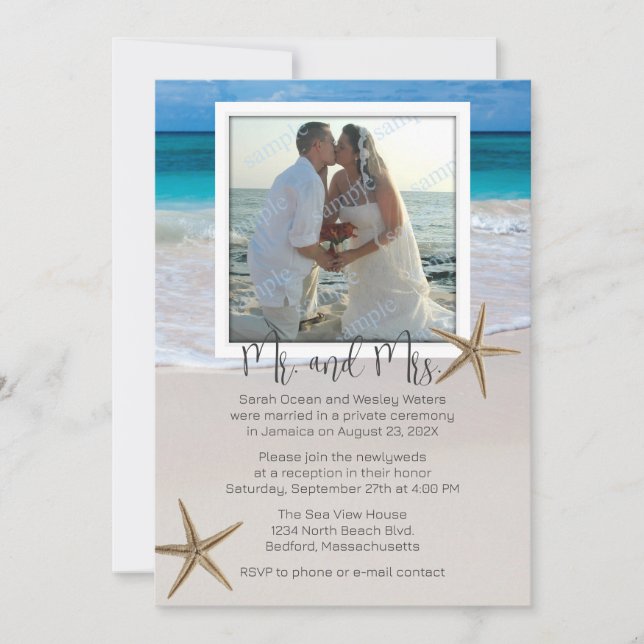 Faire-part de mariage sur une plage tropicale avec (Devant)