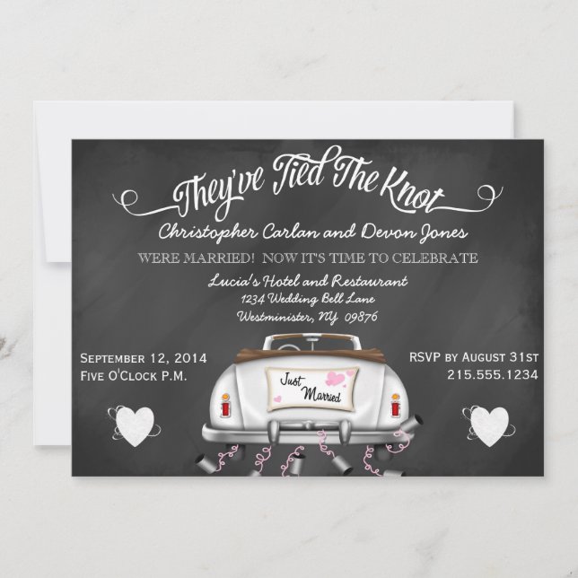 Faire-Part de Mariage Tableau Noir Convertible Vin (Devant)