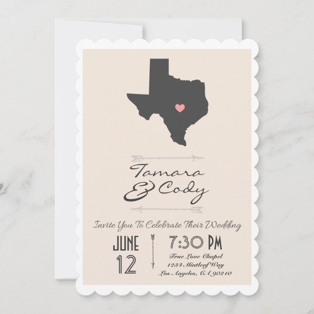 Faire-part de mariage Tan Beige Texas (Devant)