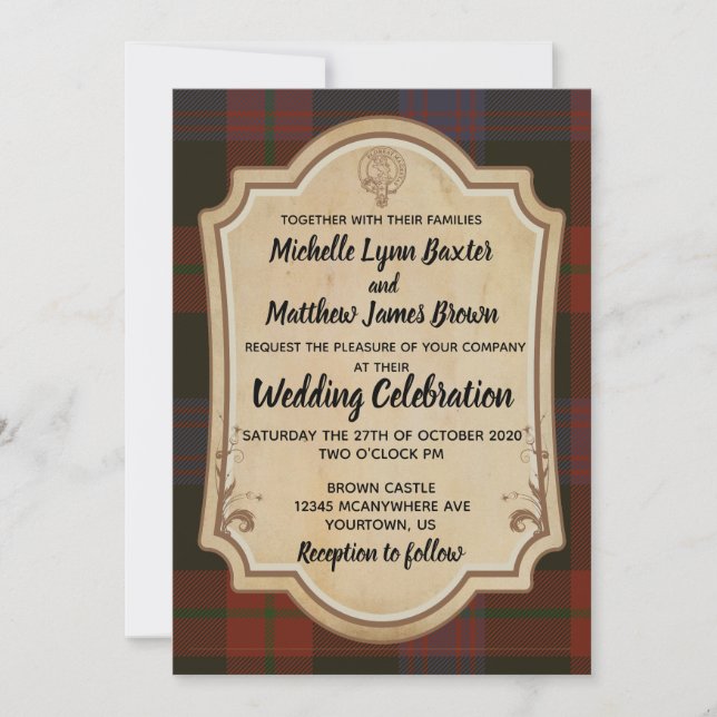 Faire-part de mariage Tartan Brown (Devant)