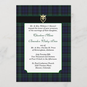 Faire-part de mariage Tartan noir classique