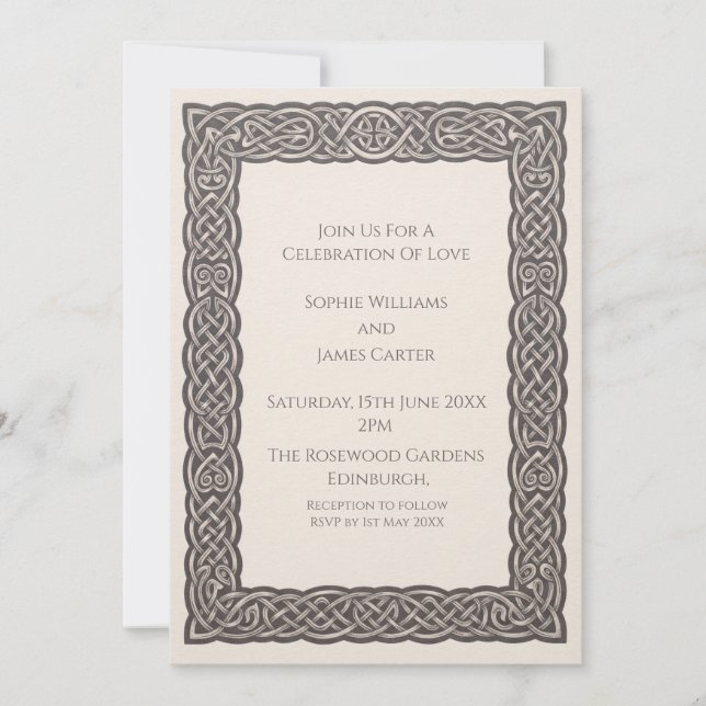 Faire-part de mariage Taupe Celtic Knot (Devant)