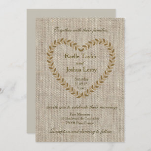 Faire-part de mariage taupe coeur zen rustique