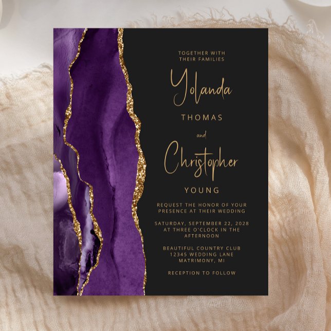 Faire-part de mariage tendance Budget Violet Agate (Créateur téléchargé)