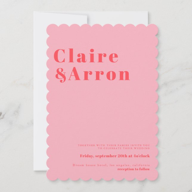 Faire-part de mariage tendance rose rouge (Devant)