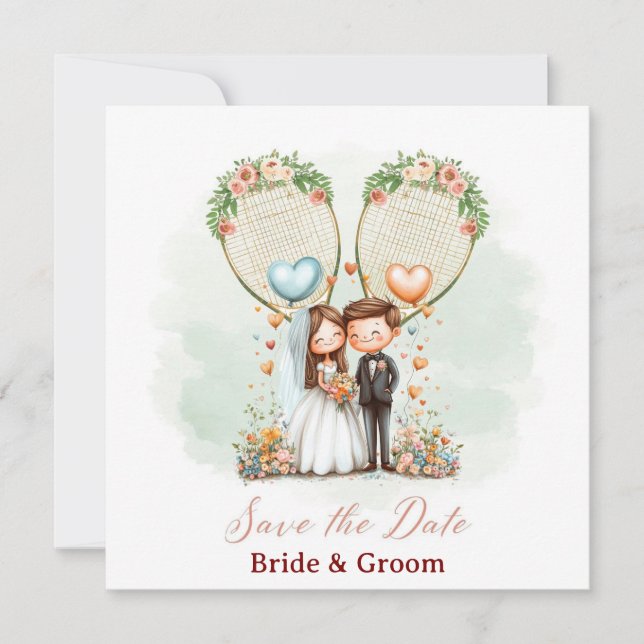 Faire-part de mariage Tennis Save the Date  (Devant)