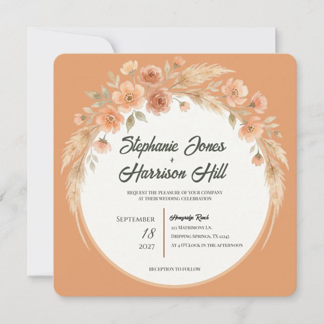 Faire-part de mariage Terracotta Bloom (Devant)