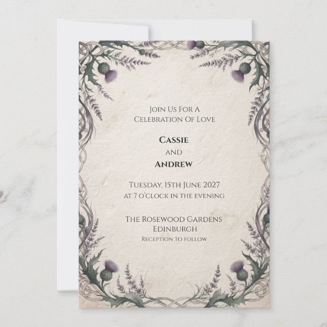 Faire-part de mariage Thistle celtique (Devant)