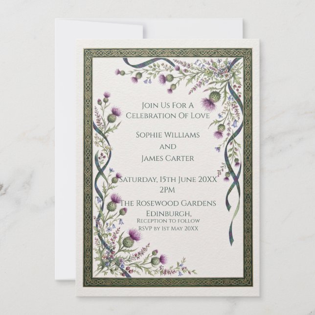 Faire-part de mariage Thistle celtique (Devant)