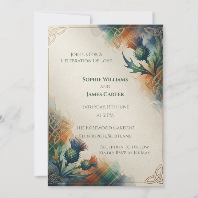 Faire-part de mariage Thistle Teal Lunatique (Devant)