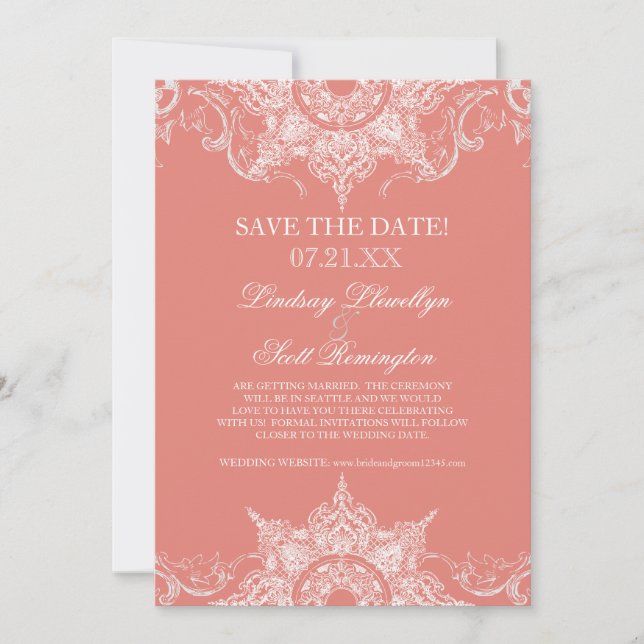 Faire-part de mariage Toile de Damas Tourbillon Ro (Devant)