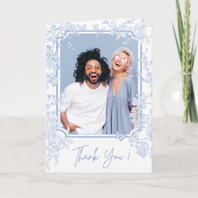 Faire-part de mariage Toile de Jouy Chinoiserie bl (Devant)