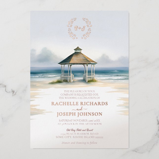 Faire-part de mariage ton sur ton avec ton gazebo  (Recto)