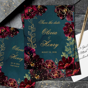 Faire-Part de Mariage Tons de Joaillerie Bordeaux