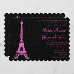 Faire-part de mariage Tour Eiffel Fuchsia