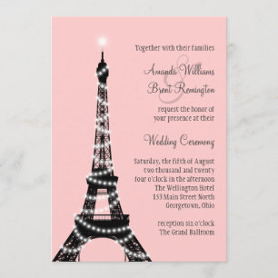 Faire-part de mariage tour Eiffel Twinkles (rose)