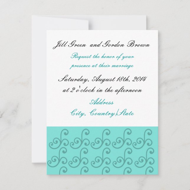 Faire-Part de Mariage Tourbillon Aqua (Devant)