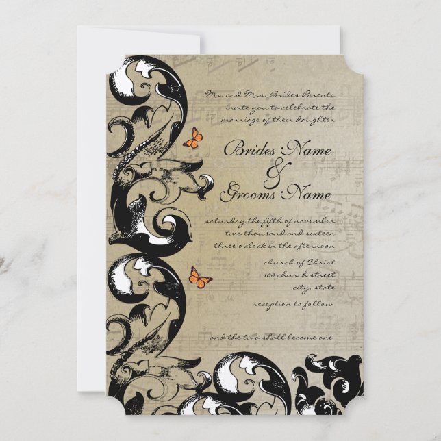 Faire-part de mariage Tourbillon Papillon (Devant)