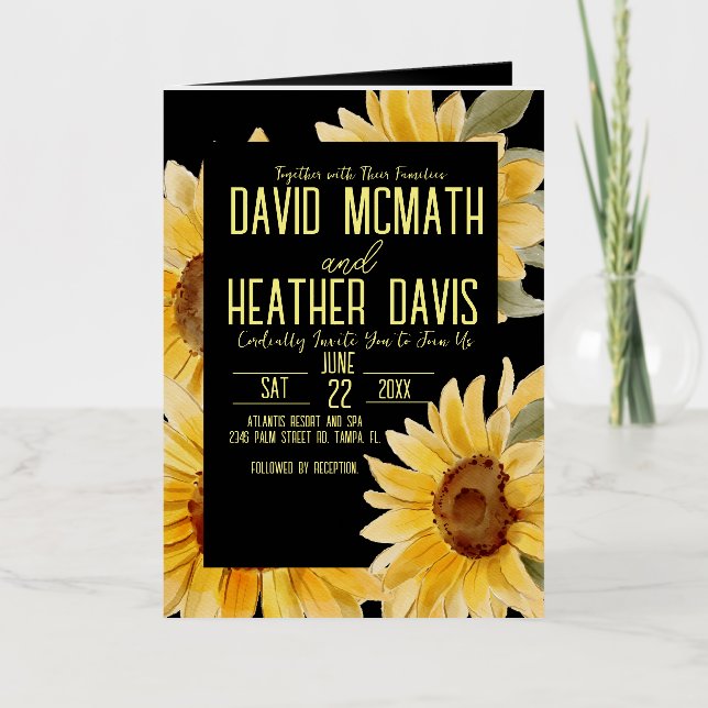 Faire-part de mariage tournesol (Recto)