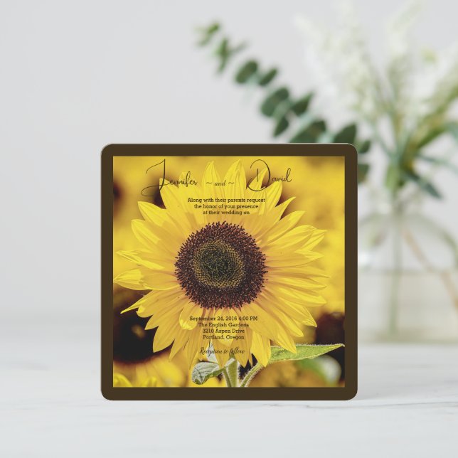 Faire-part de mariage tournesol (Debout devant)