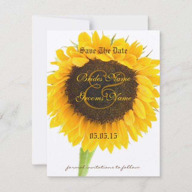 Faire-part de mariage Tournesol à conserver (Devant)