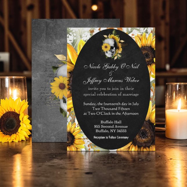 Faire-part de mariage Tournesol avec Crâne (Créateur téléchargé)