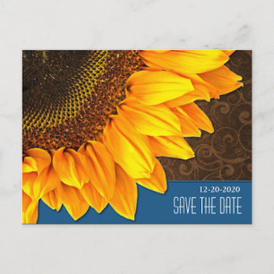 Faire-part de mariage Tournesol Bleu et Marron "Sa