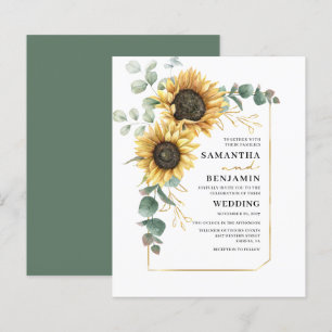 Faire-part de mariage tournesol floral eucalyptus