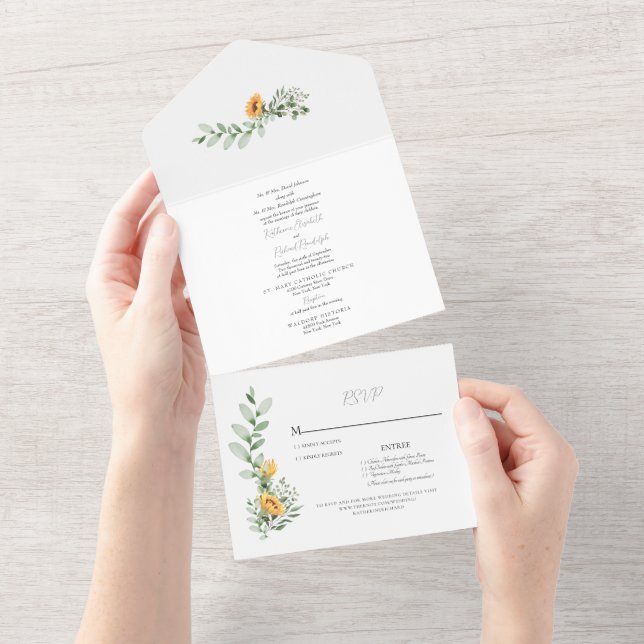 Faire-part de mariage tournesol formel avec les de (Déchirure)