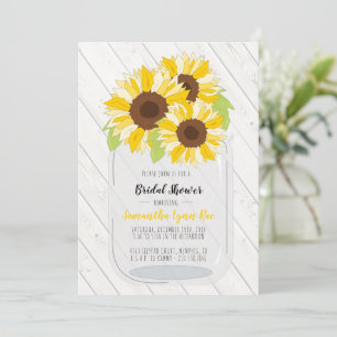 Faire-part de mariage Tournesol Gris Jaune Rustiqu