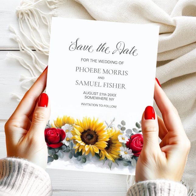Faire-part de mariage Tournesols et Roses (Créateur téléchargé)