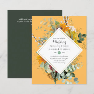Faire-part de mariage tournesols rustiques eucalyp