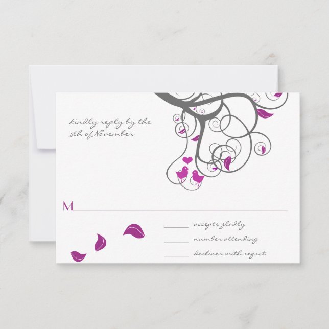 Faire-part de mariage Tourterelles Tourbillons d'a (Devant)
