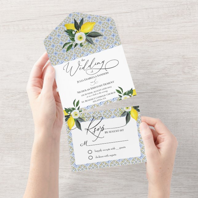 Faire-Part de Mariage Tout Compris Citron Méditerr (Déchirure)