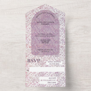 Faire-part de mariage tout-en-un à motif botanique