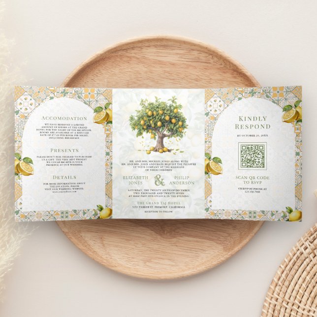 Faire-Part de Mariage Tout en Un Arbre Citron Médi (Créateur téléchargé)