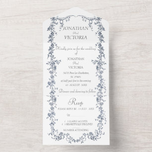 Faire-part de mariage tout-en-un avec fleurs en bl
