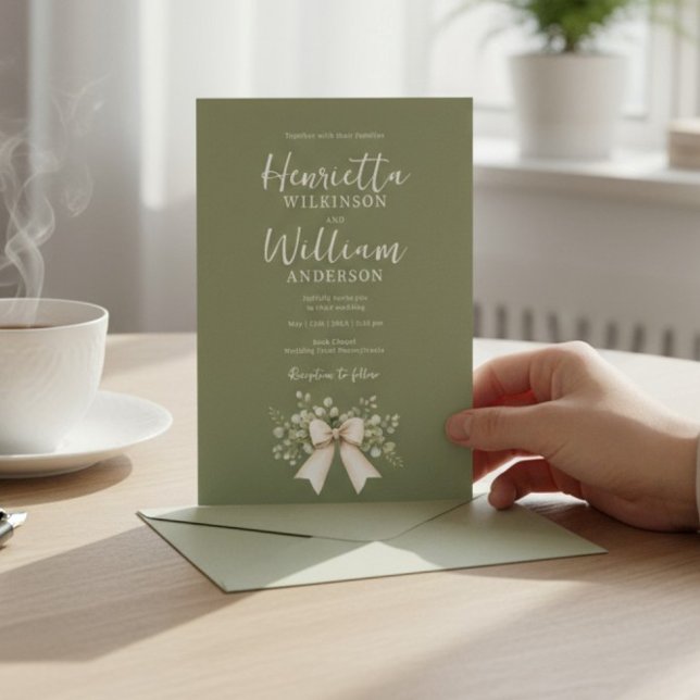 Faire-part de mariage tout-en-un avec ruban botani (Créateur téléchargé)