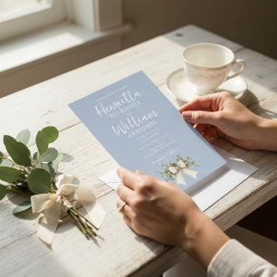 Faire-part de mariage tout-en-un avec un nœud flor