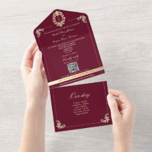 Faire-part de mariage tout-en-un Baroque Or Bourgo
