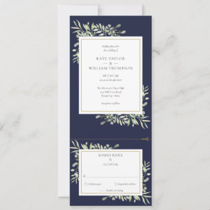 Faire-Part de Mariage Tout en Un Bleu Nuit Moderne